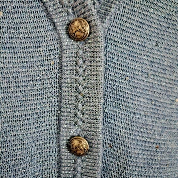 Kobi Halperin Anthia Sequin Button Down Blue Cardigan Sweater Large NWT - Picture 3 of 13